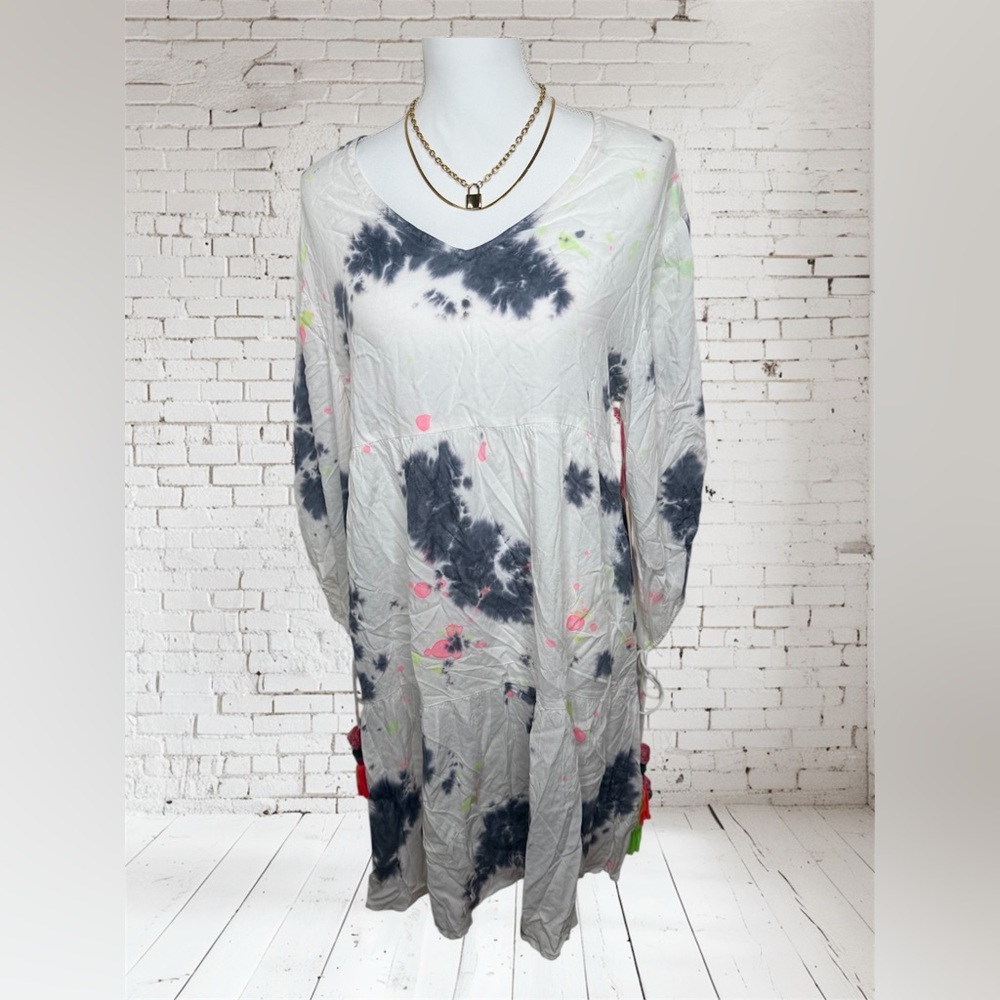 Simply Southern White and Black Tie-Dye Dress